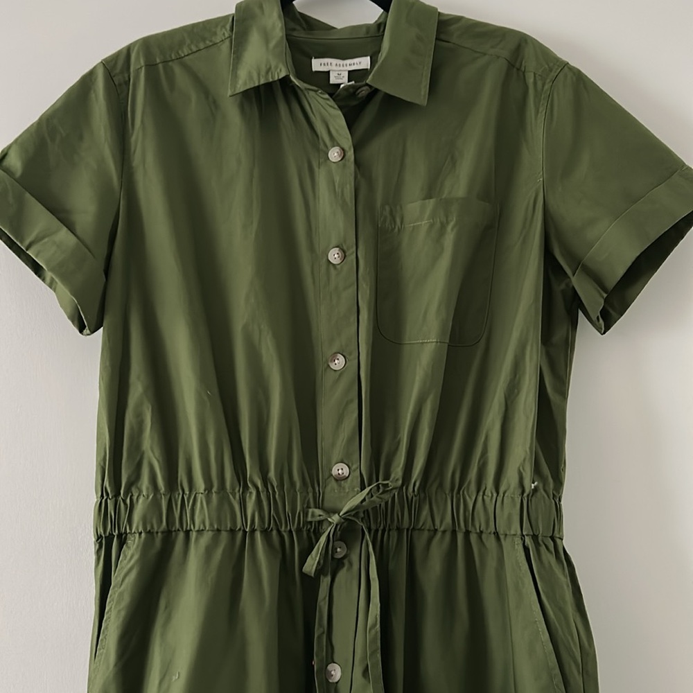 🆕Free Assembly Olive Green Women's Short Sleeve Cotton Jumpsuit M Medium NWT New - Picture 7 of 12